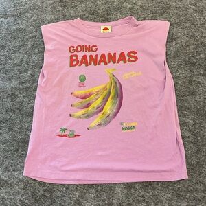 FARM RIO Iconic Purple Tank Top with Going Bananas Retro Graphic Size M